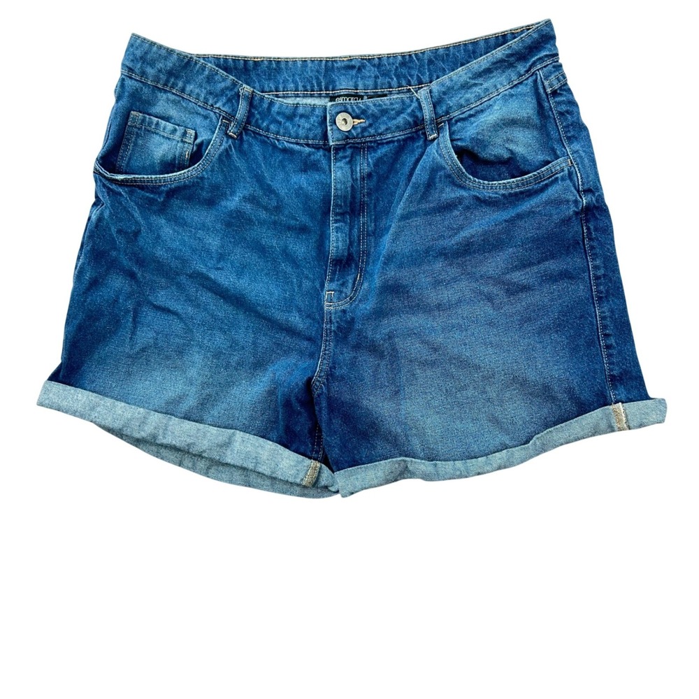 Esmara Womens Medium Wash Cuffed Denim Jean Shorts Blue Classic Five Pocket